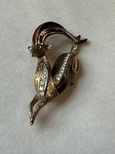 Attwood & Sawyer Vintage Deer Brooch 1950s Costume Jewelry Used picture