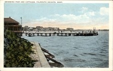 Falmouth Heights MA Swimming Pier and Cottages c1900s-10s Vintage Postcard picture