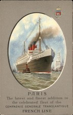Paris France French Line steamship Paris c1900s-10s Vintage Postcard picture
