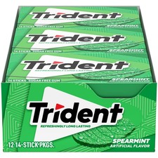 Trident Spearmint Sugar-Free Gum, 12 Packs of 14 Count (Pack 12), 12 packs picture