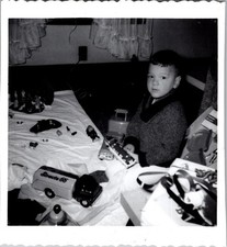 Vintage 1950s 1960s Black & White Photo Boy with Structo 66 Truck Toys Gifts picture