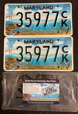 Maryland Protect the Chesapeake License Plate Pair 35977 ... Expired / Specialty picture