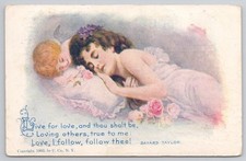 1905 Romantic Woman Child Roses Bayard Taylor Poem Postcard Millerstown PA 1908 picture