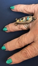 Best Zuni Corn Ring Sz 7-3/4 Inlaid Natural Stones & Shells Mosaic Inlay Y picture