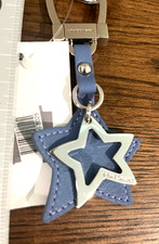 NEW Longchamp Blue Leather Star Key Ring picture
