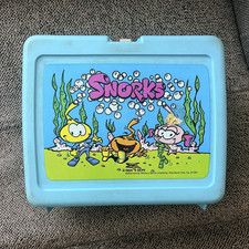 Snorks Blue Plastic Lunchbox with Matching Plastic Thermos Set picture