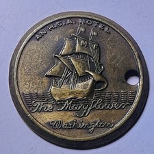 The Mayflower Hotel Washington D.C. 1.25” Brass Hotel Room Key Fob NO KEY picture