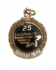 Lockheed 25 Year Award Ladies Pendant 10K Yellow Gold w/ 5 Diamond Stones picture