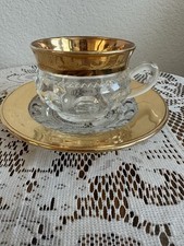 Indiana Glass Kings Crown Gold Flash Cup And Saucer picture