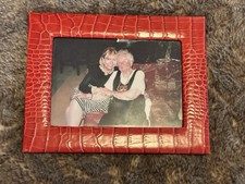 Saks Fifth Avenue Croc Embossed Leather Desk Frame VTG picture