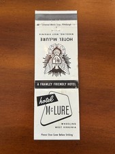 Vintage Hotel McLure Wheeling WV Matchbook Universal Match Corp Mid-Century picture