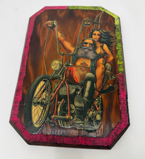 David Mann Motorcycle Art Plaque Signed Bob Bitchin 1994 Harley Chopper Decor picture