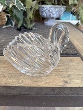 Vintage Nachtman 24% Lead Crystal Swan Bowl Planter Dish Germany picture