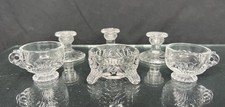 Vtg Mini 5pc Set Cambridge Caprice Clear Glass Individual Cups Candlesticks Bowl picture