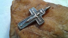 ANTIQUE c.1700s CATHOLIC 2-SIDED CRUCIFIX with BLESSED VIRGIN MARY, HOLY SPIRIT picture