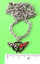 C5 CORVETTE - necklace , pendant GIFT BOXED silver tone chain  L. picture