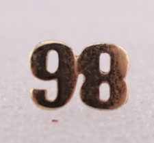Gold 98 Pinback – Vintage Number Lapel Badge for Year or Jersey picture