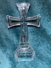 Vintage 8.5” Crystal Glass Cross Perfect For Display Rare Unique Beautiful #WW picture
