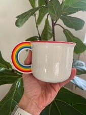 Vandor Vintage 1979 Small White Coffee Tea Mug With Rainbow Handle picture
