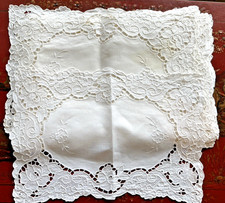 12 VTG WHITE ON WHITE PLACEMATS - ELEGANT CUTWORK, SCALLOPED, INSET , RAISED DES picture