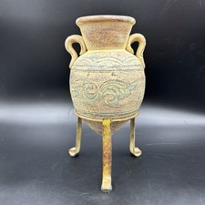 Greek Amphora Urn Planter Vase on Metal Stand Mediterranean Decor picture