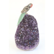 Amethyst Gemstone Carving with Parrot Sculpture picture