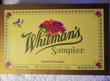 VTG WHITMAN'S SAMPLER Assorted Chocolate Candy Gift Boxes: (1) 40 oz + (3) 12 oz picture