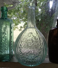 RARE JENY LIND MISSPELLED GI-103 OPEN PONTIL RIBBED CALABASH FLASK 1850s BOTTLE picture