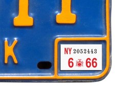 1966 New York Registration, License Plate Sticker, YOM, NY, Tag, DMV picture