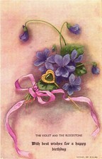 Birthday Violets Bloodstone Postcard 1907 R. Hill Embossed Divided Back Posted picture
