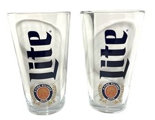 Miller Lite Beer Pint Glass | Set of Two (2) Glasses | New & Fast picture