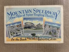 Postcard Galveston TX Texas Mountain Speedway Amusement Park Roller Coaster picture