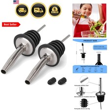 Stainless Steel Pourers Liquor Olive Oil Vinegar Spout 2pcs Leak Proof picture