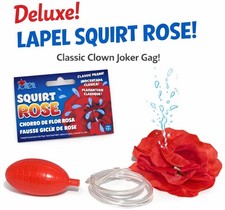 Deluxe LAPEL SQUIRT ROSE Clown Red Flower Joker Prank Squirting Water Costume picture