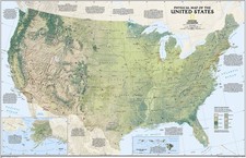 National Geographic Physical Map of the United States – Canvas Print | 50”x 32” picture