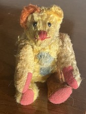 Antique French Teddy Bear Clown Mohair & Felt Arm Rod Jointed Early Bear Unusual picture