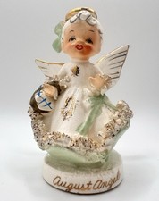 August Girl Birthday Month Angel Figurine A4307 Spaghetti & Gold Accents 1950s picture