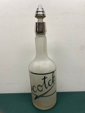 Antique Frosted Glass Decanter/Back Bar Bottle with Stopper Scotch picture