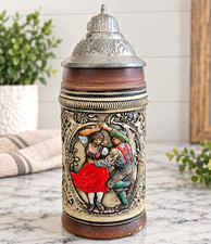 Vintage Western Germany German Lidded Beer Stein Dancing Couple picture