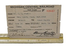 1934 Michigan Central Railroad Trip Pass #12642 picture