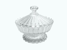 Antique Bakewell Pears Frosted Ribbon Covered Compote EAPG Glass Candy Dish/lid picture