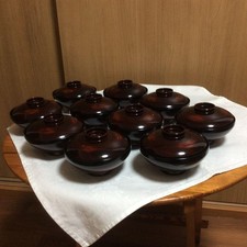 Kishu Nuri Lacquer Soup Bowls Set 10 Betuko Peony Butterfly Design Classic picture