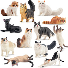 12PCS Realistic Cat Figurines, Plastic Cat Figure, Cat Cake Topper Kitten Toy Ea picture
