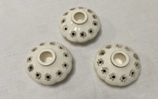 Vtg MCM 3 Napco Ceramic Candle Stick Holder Taper Bubble Ivory Gold Painted Core picture