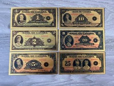 Gold Foil Note Set- Canada 1935 Series - 6 Notes $1, $2, $5, $10, $20 & $25 picture
