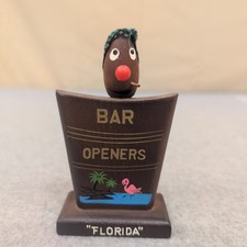 Vintage Florida Wooden Bar Opener Set Novelty Character Flamingo Souvenir picture