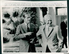 1966 Dwight Eisenhower Prince Philip Palm Springs Fl Visit Wirephoto 6x8 picture