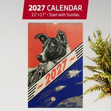 2027 Soviet space Calendar — Retro Sci-Fi Wall Calendar with USSR Space Art picture