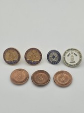 Masons Pins And Lodge Coins. 25years Freemasons Rare. Lot Of 7 picture