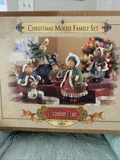 Vintage Grandeur Noel 2003 Christmas Moose Family Set Of 4 Complete picture